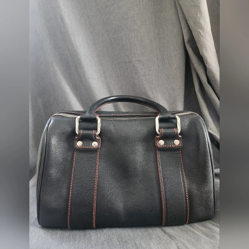 MCM Black Pebbled Leather Studded Boston Bag - Picture 6 of 12